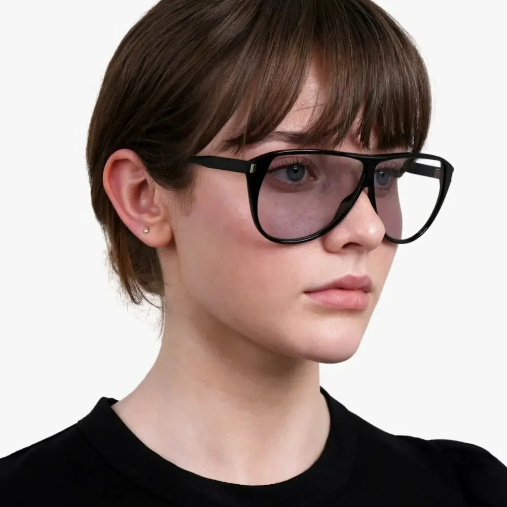NEW Saint Laurent SL731 GASPAR  001 Black Light Blue Aviator Unisex Sunglasses